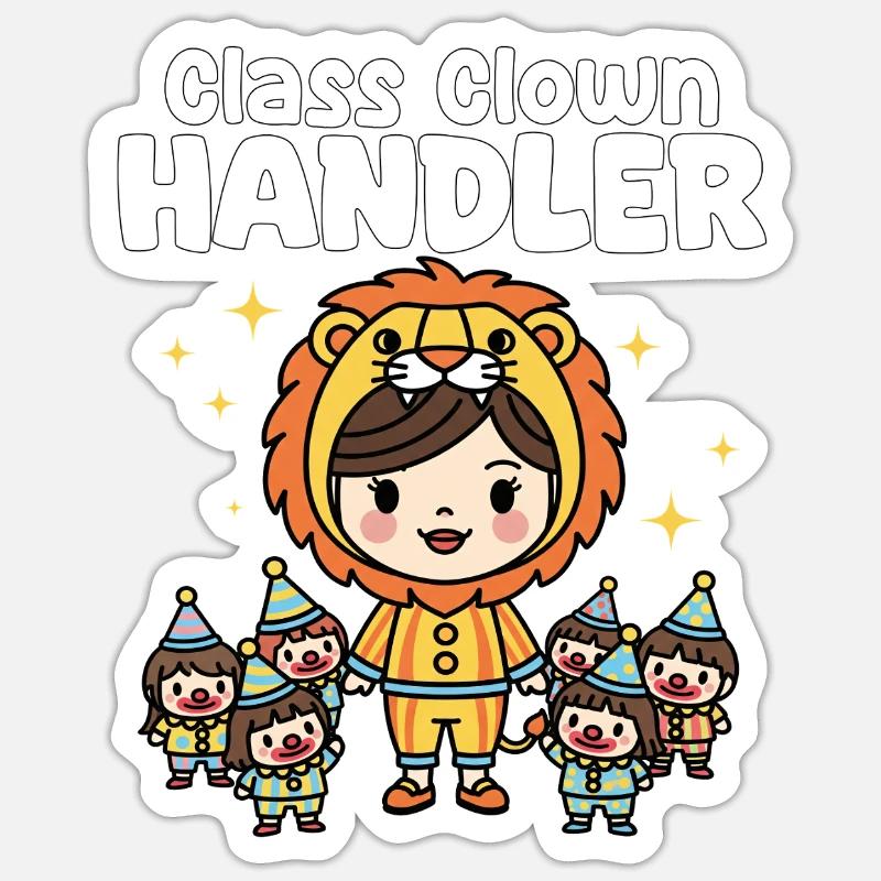 KLASSE CLOWN HANDLER - LEHRER GESCHENK - Sticker Größe S (10 x 10 cm) - Mattweiß