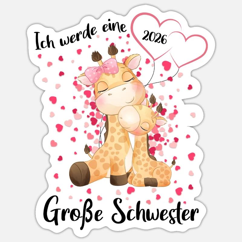 Nachwuchs Verkünden Ich Werde Große Schwester 2026 - Sticker Größe S (10 x 10 cm) - Mattweiß