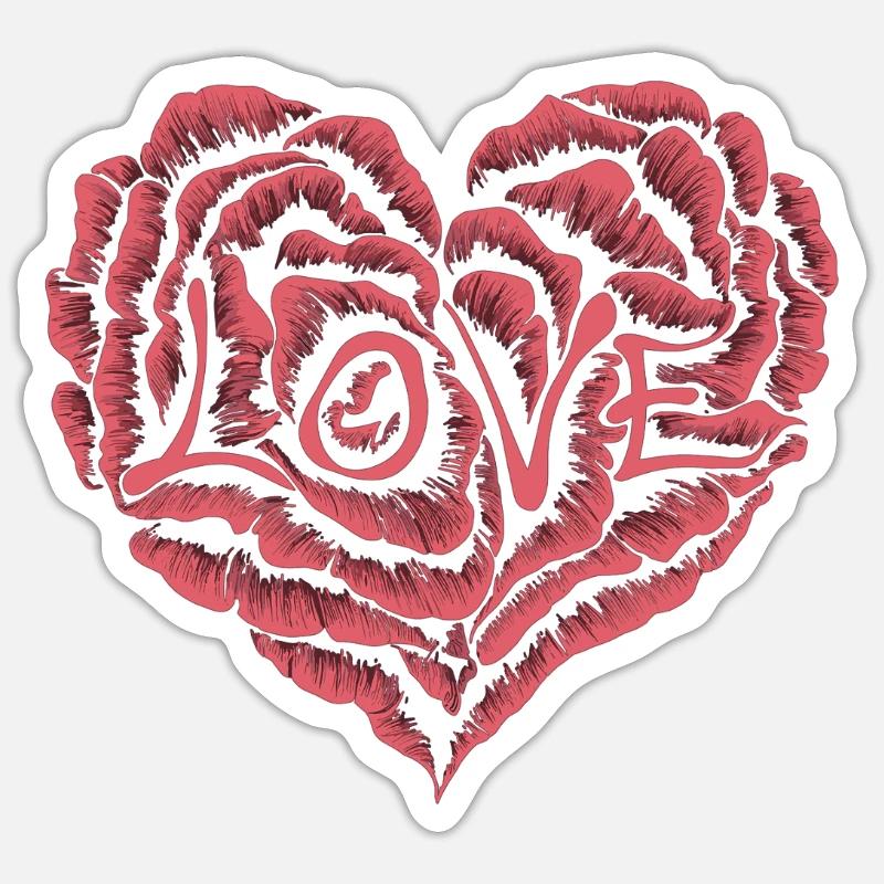 Cœur de roses avec amour - Sticker taille S (10 x 10 cm) - blanc mat