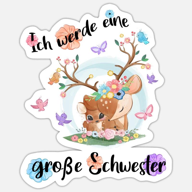 Nachwuchs Verkünden Ich Werde Große Schwester 2027 - Sticker Größe S (10 x 10 cm) - Mattweiß