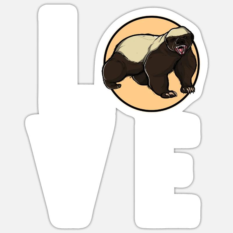 Blaireau de miel Honigsdachs - Sticker taille S (10 x 10 cm) - blanc mat