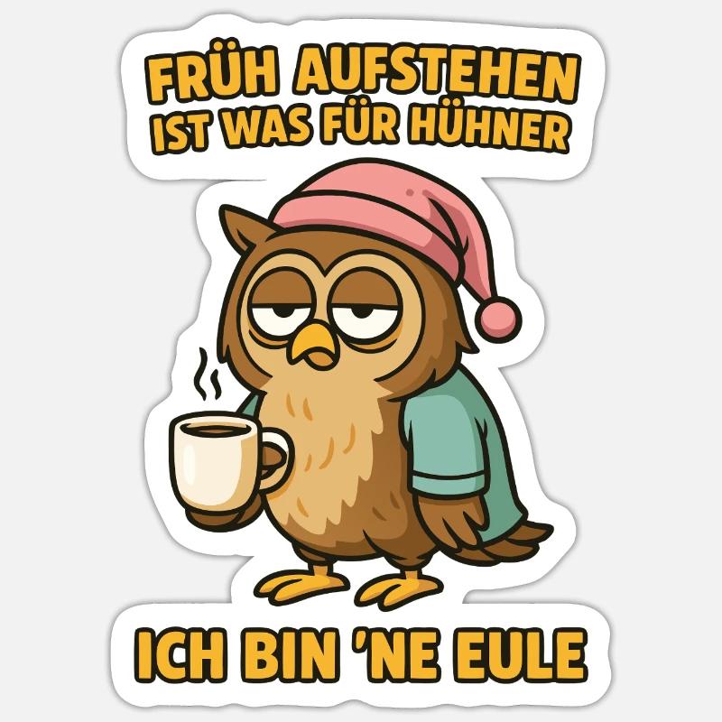 Eule - Sticker Größe S (10 x 10 cm) - Mattweiß