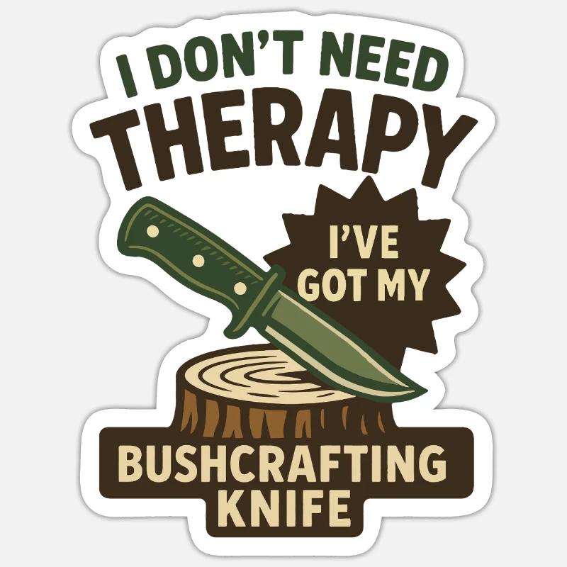 Prepper Survival Bushcrafting Knife Therapy - Sticker size S (10 x 10 cm) - white matte