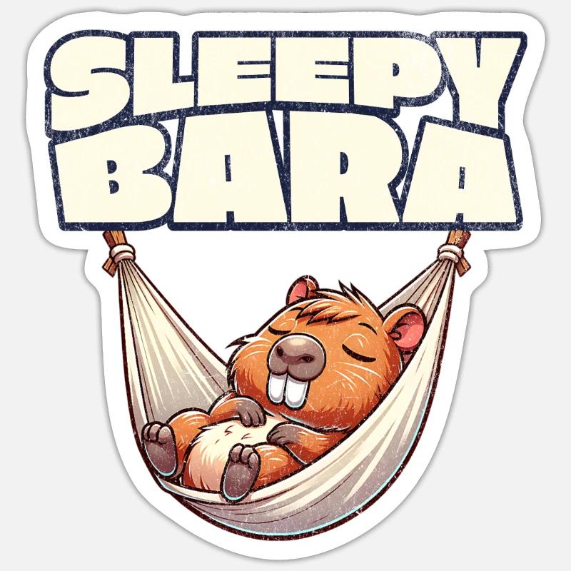 Capybara Sleepy Bara - Sticker Größe S (10 x 10 cm) - Mattweiß