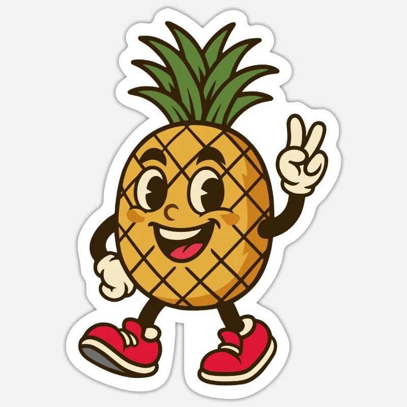 Pineapple with Peace Hand – Summer Fruit Fun Sticker size S (10 x 10 cm)