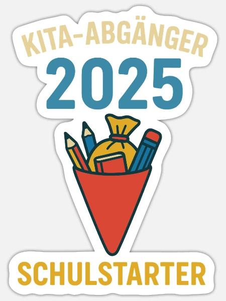 Schulstarter 2025 Grundschule 1.Klasse - Sticker Größe S (10 x 10 cm) - Mattweiß
