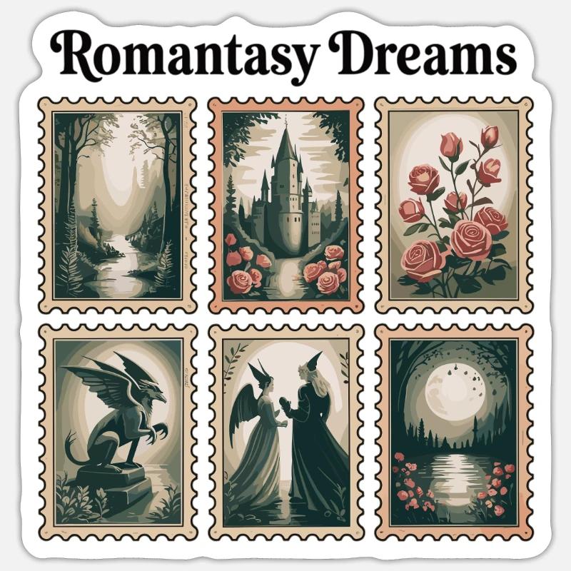 Set de tampons Romantasy - Sticker taille S (10 x 10 cm) - blanc mat