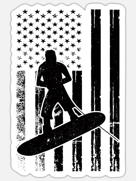 Wakeboarding US Flag Wakeboarding Wakeboarder - Sticker Größe S (10 x 10 cm) - Mattweiß