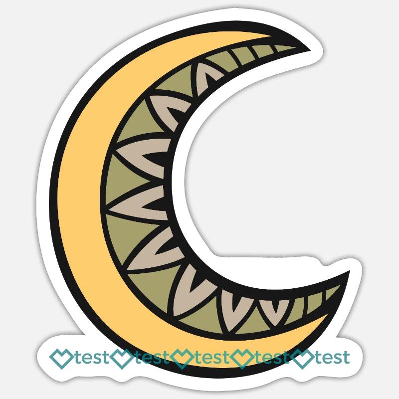 Moon pattern with geometric leaf décor motif Sticker size S (10 x 10 cm)