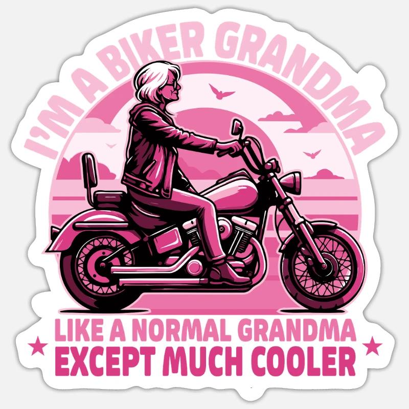 Conception audacieuse de grand-mère cavalière - Sticker taille S (10 x 10 cm) - blanc mat
