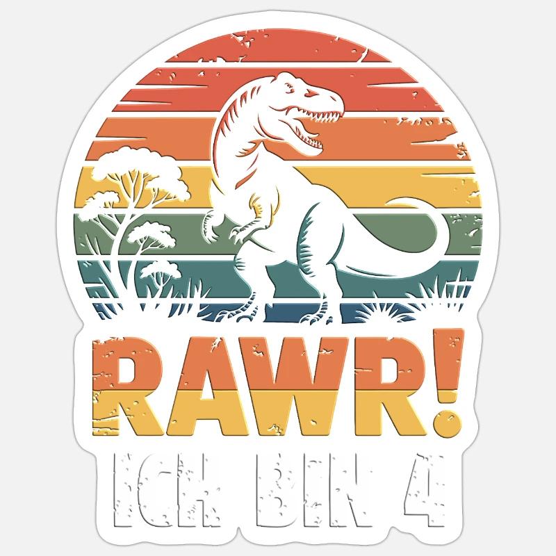 Rawr ! J’ai 4 ans - Sticker taille S (10 x 10 cm) - blanc mat