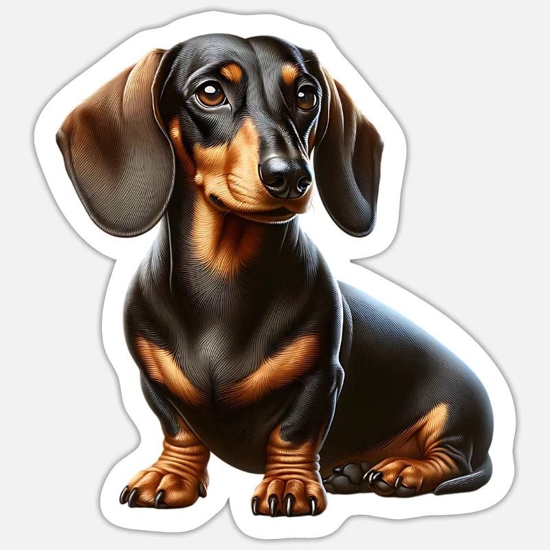 Teckel - Sticker taille S (10 x 10 cm) - blanc mat