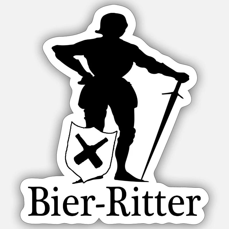 Bier Ritter - Sticker Größe S (10 x 10 cm) - Mattweiß
