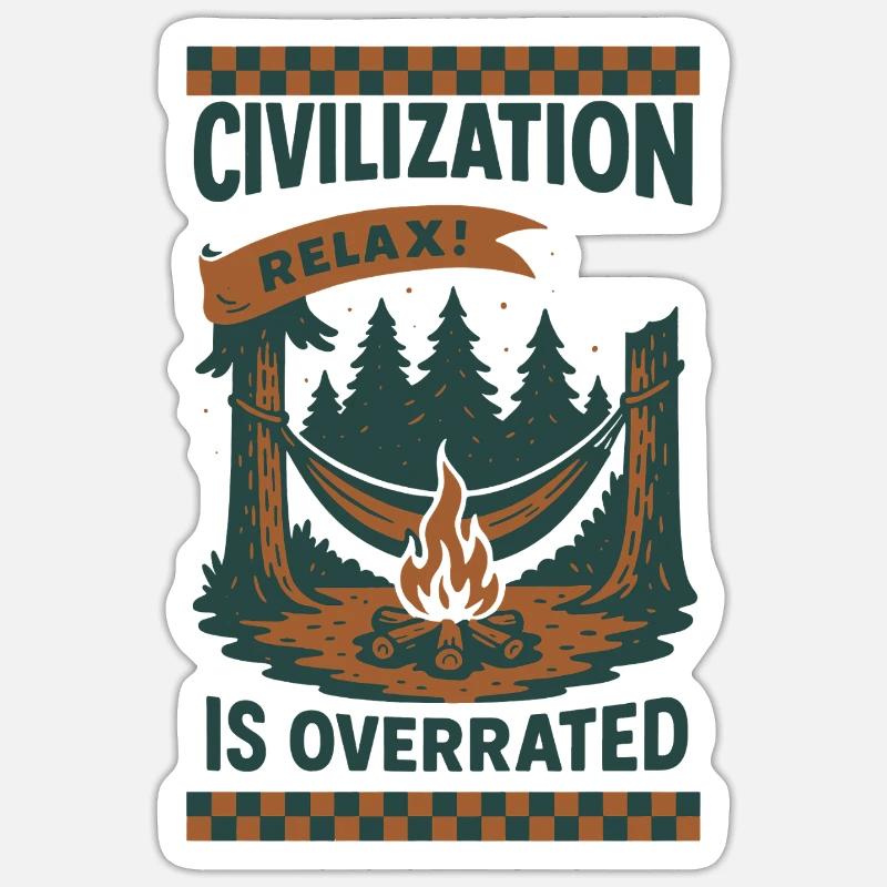 Prepper Survie Bushcrafting Civilisation - Sticker taille S (10 x 10 cm) - blanc mat