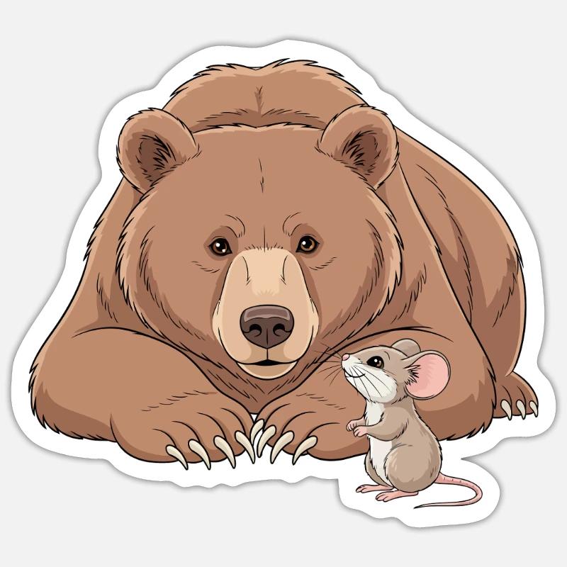 Bear and Mouse - Sticker size S (10 x 10 cm) - white matte