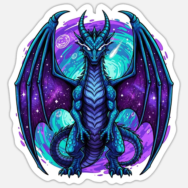Dragon Bleu - Sticker taille S (10 x 10 cm) - blanc mat