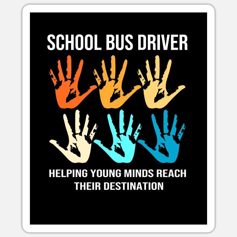 Schulbus Busfahrer Schulbusfahrer - Sticker Größe S (10 x 10 cm) - Mattweiß