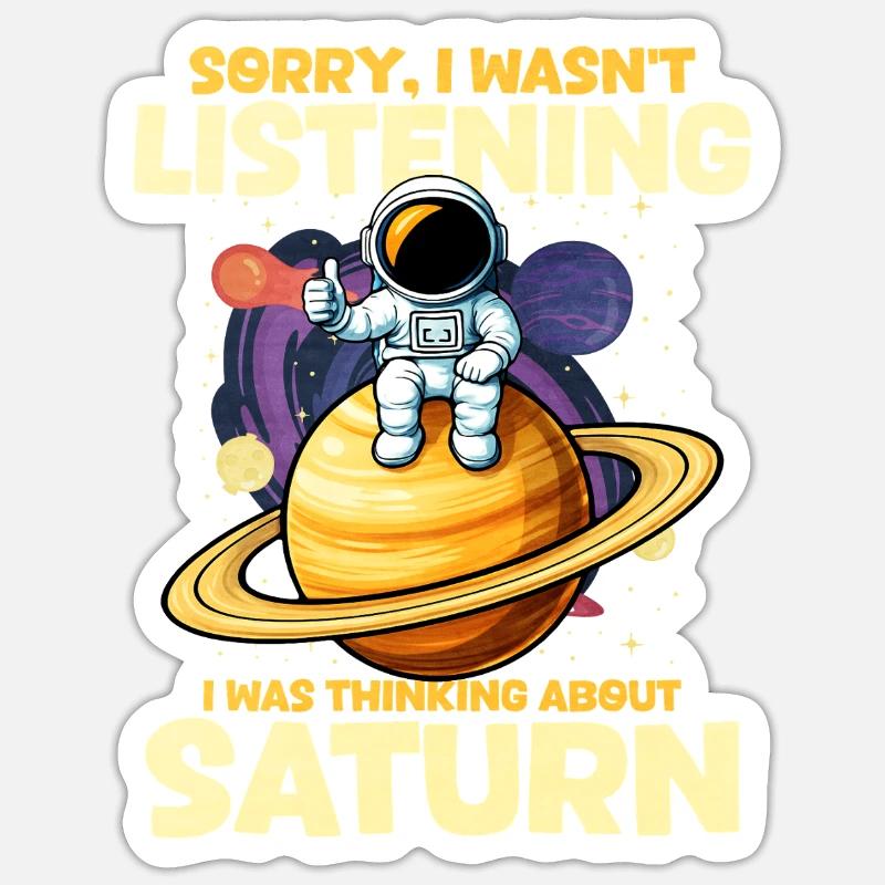 Saturn - Sticker Größe S (10 x 10 cm) - Mattweiß