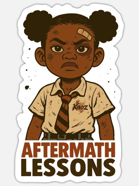 Starkes Schulmädchen mit Pflaster - Sticker Größe S (10 x 10 cm) - Mattweiß