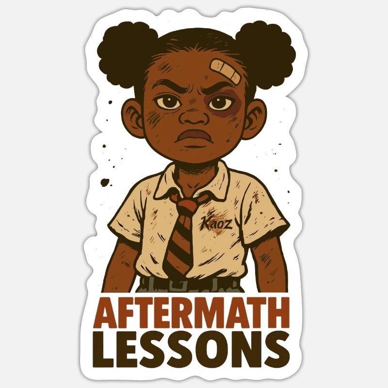 Starkes Schulmädchen mit Pflaster Sticker Größe S (10 x 10 cm)