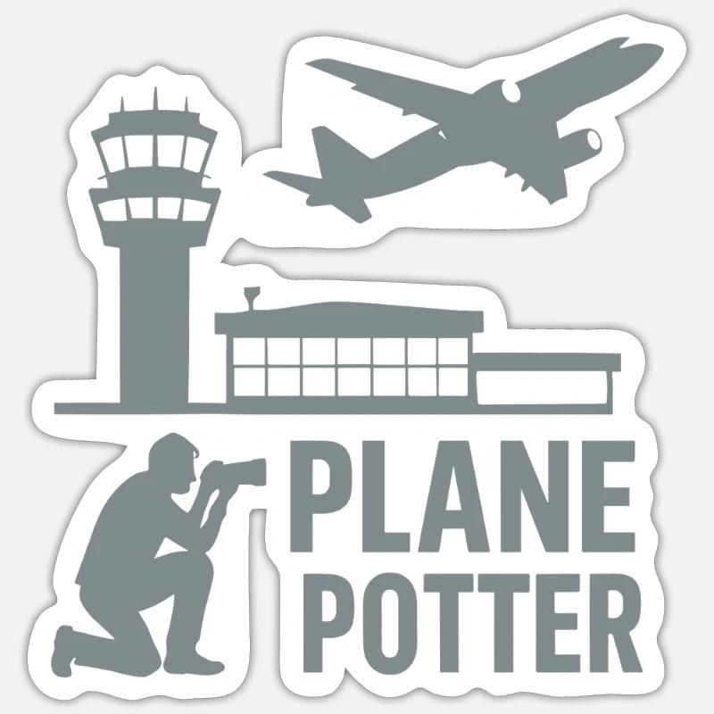 Avion – Conception d’observateurs d’aéronefs - Sticker taille S (10 x 10 cm) - blanc mat