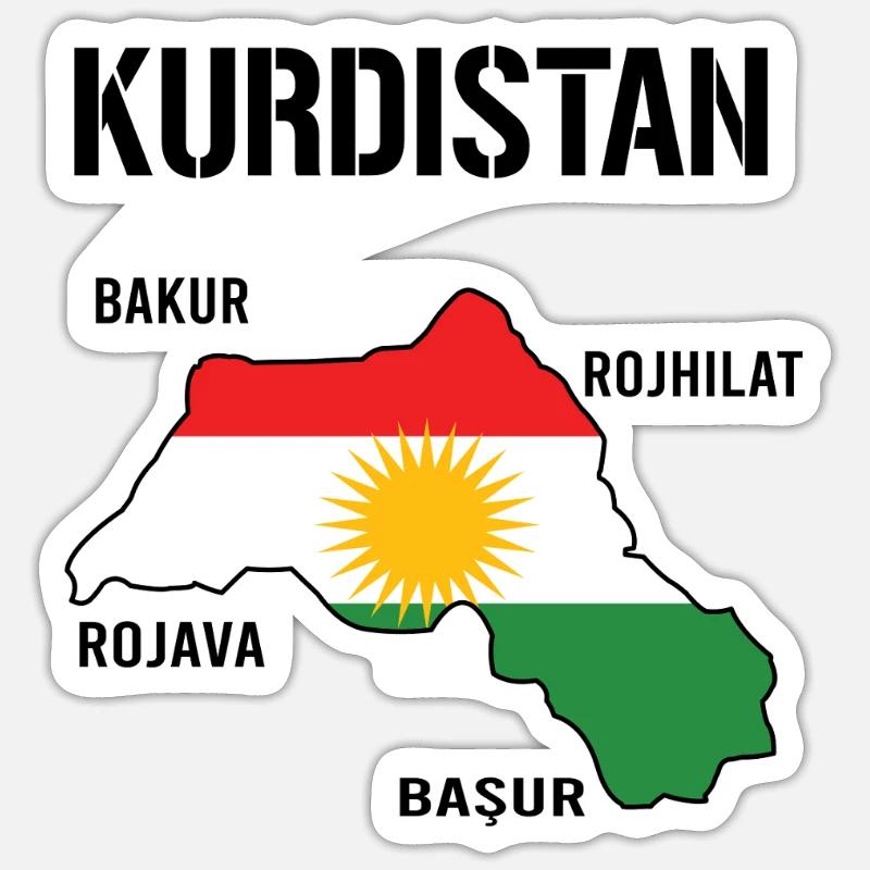 Kurdistan Flag Bakur Bashur Rojava Rojhlt Newroz Sticker size S (10 x 10 cm)