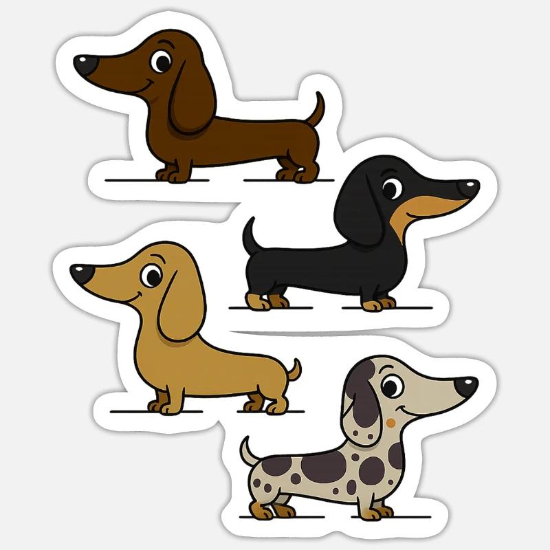Teckels - Sticker taille S (10 x 10 cm) - blanc mat