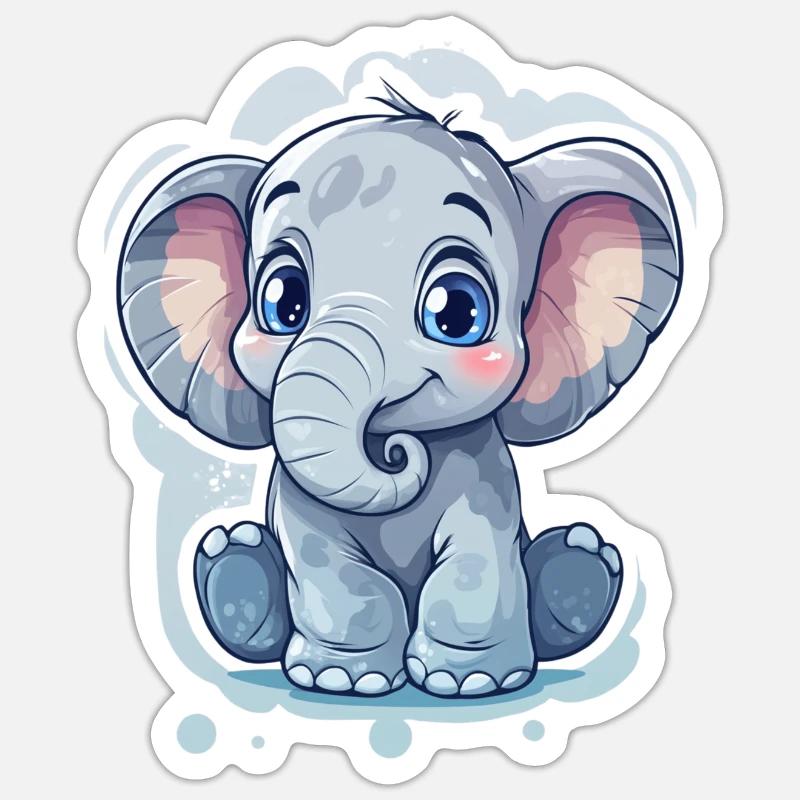Elefant - Sticker Größe S (10 x 10 cm) - Mattweiß