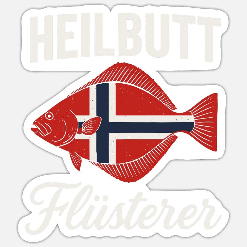 Heilbutt Flüsterer Norwegen Flagge - Sticker Größe S (10 x 10 cm) - Mattweiß