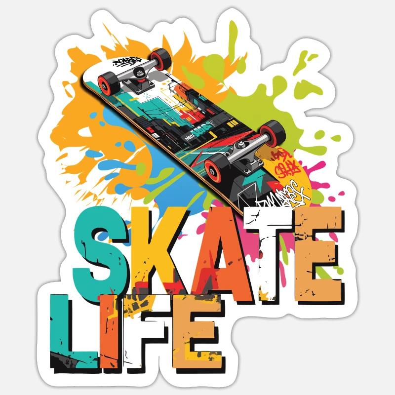 Skateboard - Sticker taille S (10 x 10 cm) - blanc mat