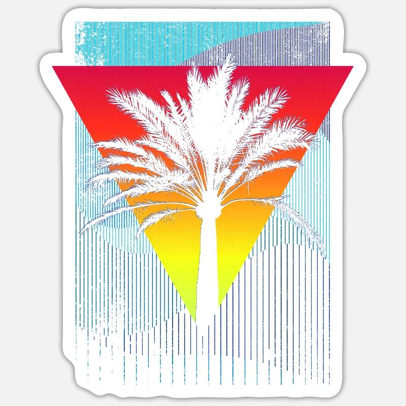 Palm Tree (Triangle, Stripe) - Sticker size S (10 x 10 cm) - white matte