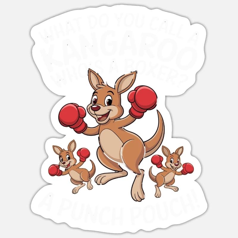 Was Nennst Du Ein Känguru Mit Boxhandschuhen? Ein Sticker Größe S (10 x 10 cm)