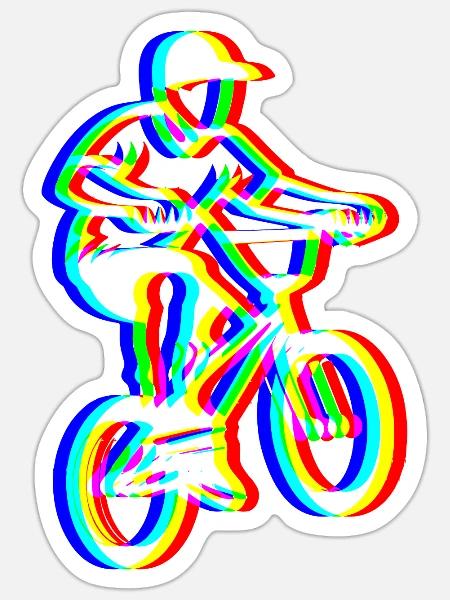 Glitch BMX – Extreme Fahrt - Sticker Größe S (10 x 10 cm) - Mattweiß