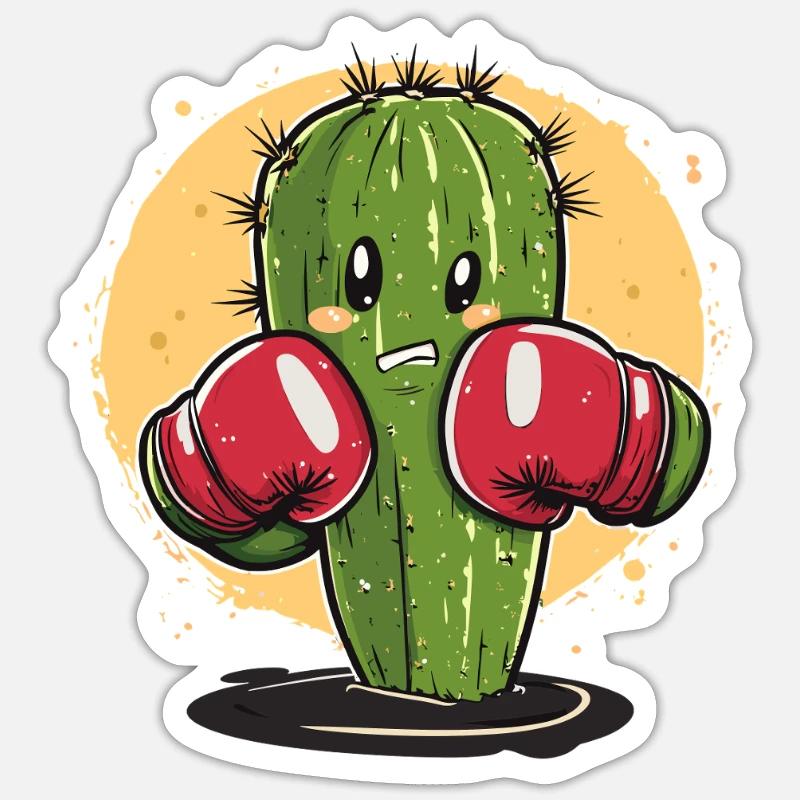 Box-Kaktus mit Power - Sticker Größe S (10 x 10 cm) - Mattweiß