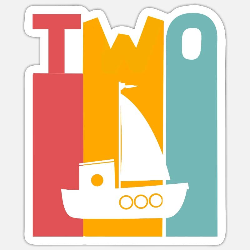 2. Geburtstag Segelschiff - Sticker Größe S (10 x 10 cm) - Mattweiß