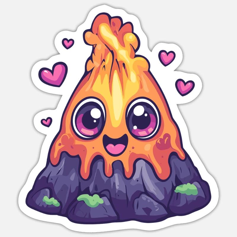 Vulkan mit Herzchen - Sticker Größe S (10 x 10 cm) - Mattweiß