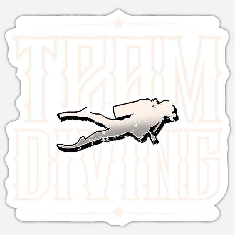 Team Diving - Sticker Größe S (10 x 10 cm) - Mattweiß