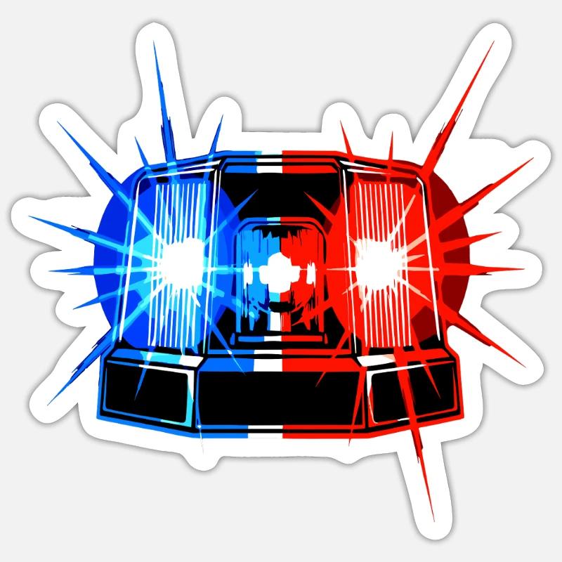 Blue Light Siren – Emergency Warning System - Sticker size S (10 x 10 cm) - white matte