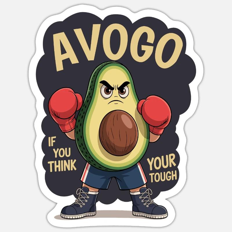 Boxe drôle d’avocat - Sticker taille S (10 x 10 cm) - blanc mat