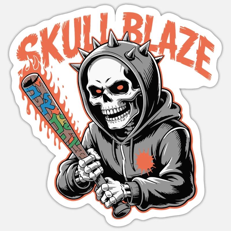 SKULL, MENACING SKELETON - Sticker size S (10 x 10 cm) - white matte