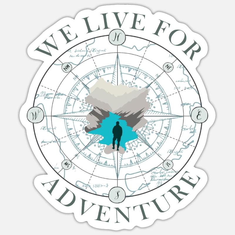 Kompass Abenteuer Silhouette Design Compass Sticker Größe S (10 x 10 cm)
