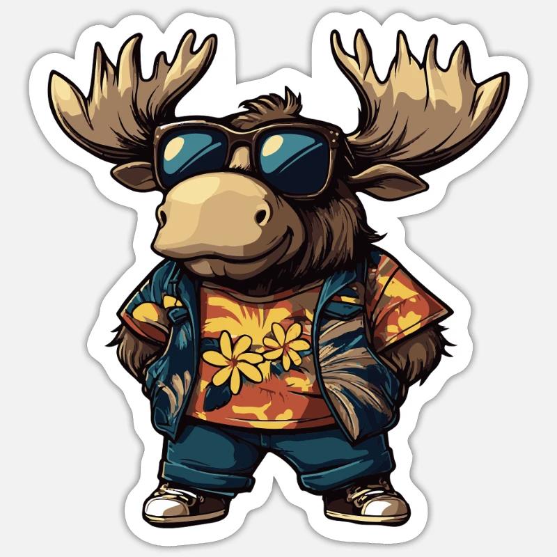 Moose Comic Holiday - Sticker size S (10 x 10 cm) - white matte