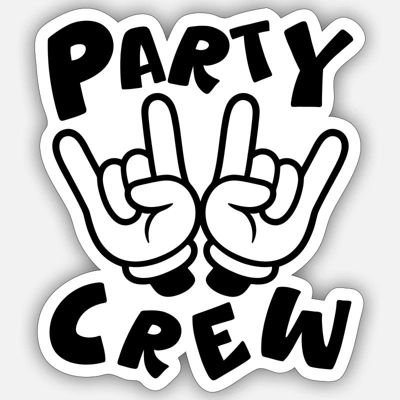Fête Crew Main Drôle - Sticker taille S (10 x 10 cm) - blanc mat