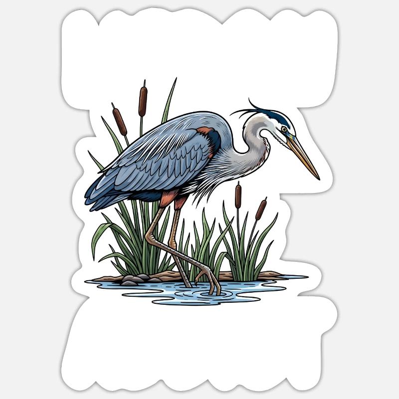 Heron Addict - Sticker Größe S (10 x 10 cm) - Mattweiß
