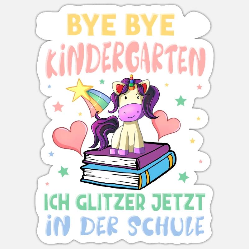 Bye Bye Kindergarten Einschulung - Sticker Größe S (10 x 10 cm) - Mattweiß