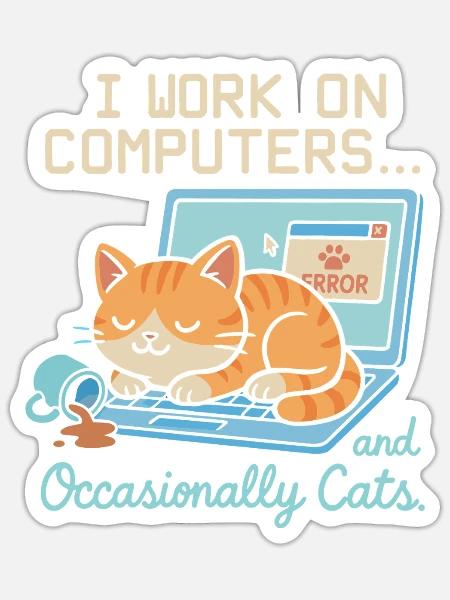 Ich arbeite an Computern und gelegentlich an - Sticker Größe S (10 x 10 cm) - Mattweiß