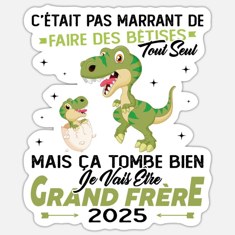 Ich werde 2025 ein großer Bruder sein - Sticker Größe S (10 x 10 cm) - Mattweiß