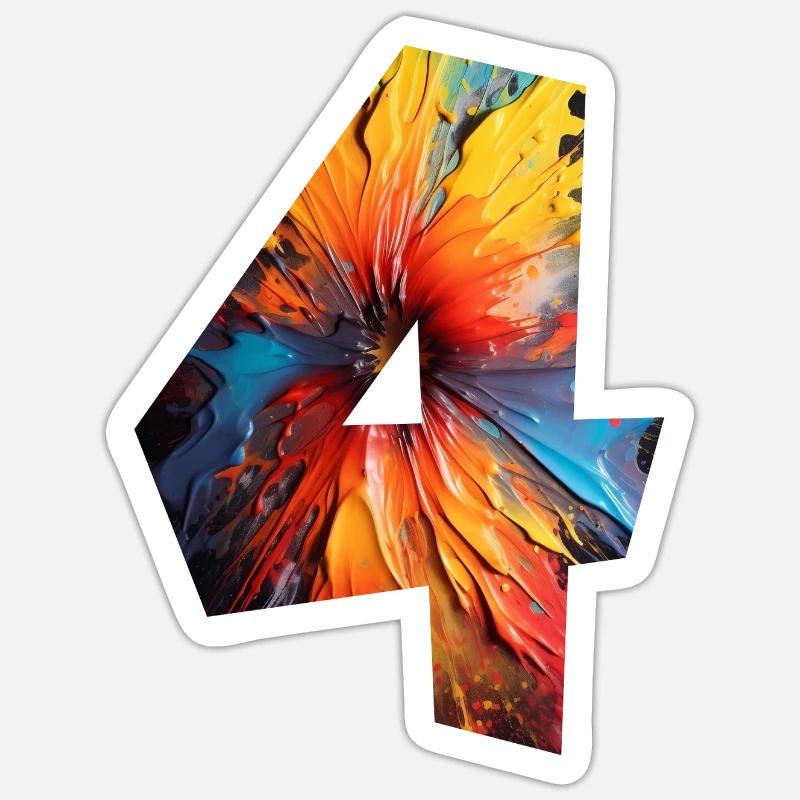 NUMÉRO 4 ANS 4E ANNIVERSAIRE Sticker taille S (10 x 10 cm)