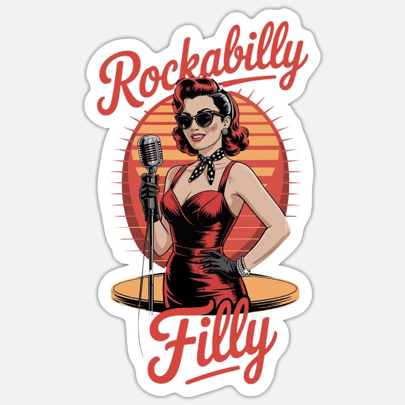 Rockabilly Filly Style rétro - Sticker taille S (10 x 10 cm) - blanc mat