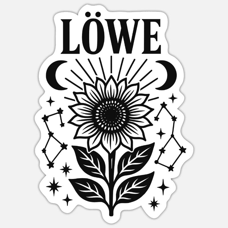 Löwe Sonnenblume Sternzeichen - Sticker Größe S (10 x 10 cm) - Mattweiß